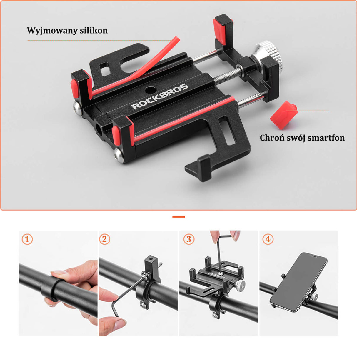 ROCKBROS Uchwyty Na Telefon Stop Aluminium Uchwyty na telefon