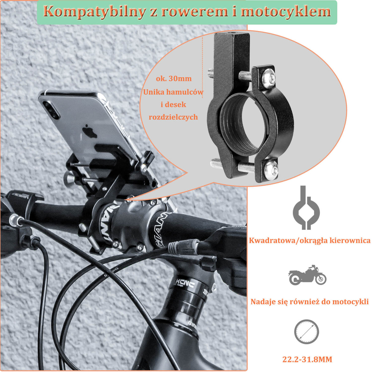 ROCKBROS Uchwyty Na Telefon Stop Aluminium Uchwyty na telefon
