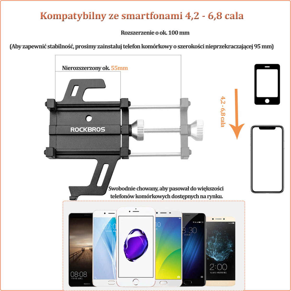 ROCKBROS Uchwyty Na Telefon Stop Aluminium Uchwyty na telefon