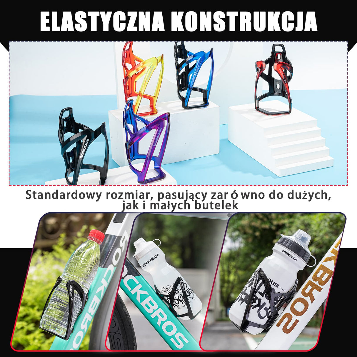 ROCKBROS Uchwyty na Bidon Lekki Materiał PC Kolorowy 35g-FK-338 Uchwyty na bidon