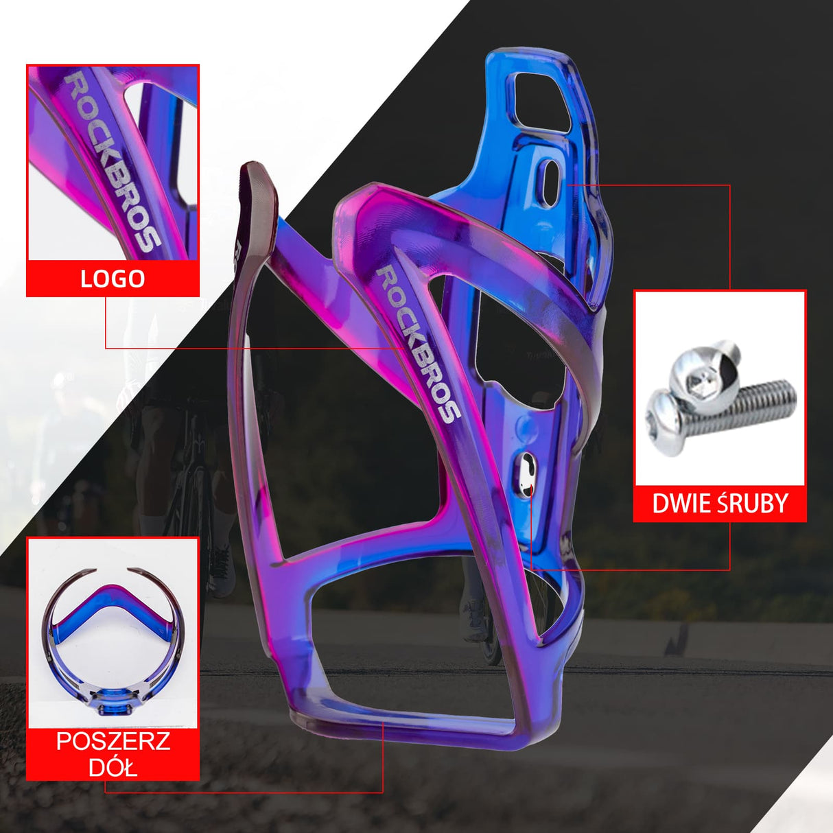 Uchwyty na Bidon Lekki Materiał PC Kolorowy 35g-FK-338