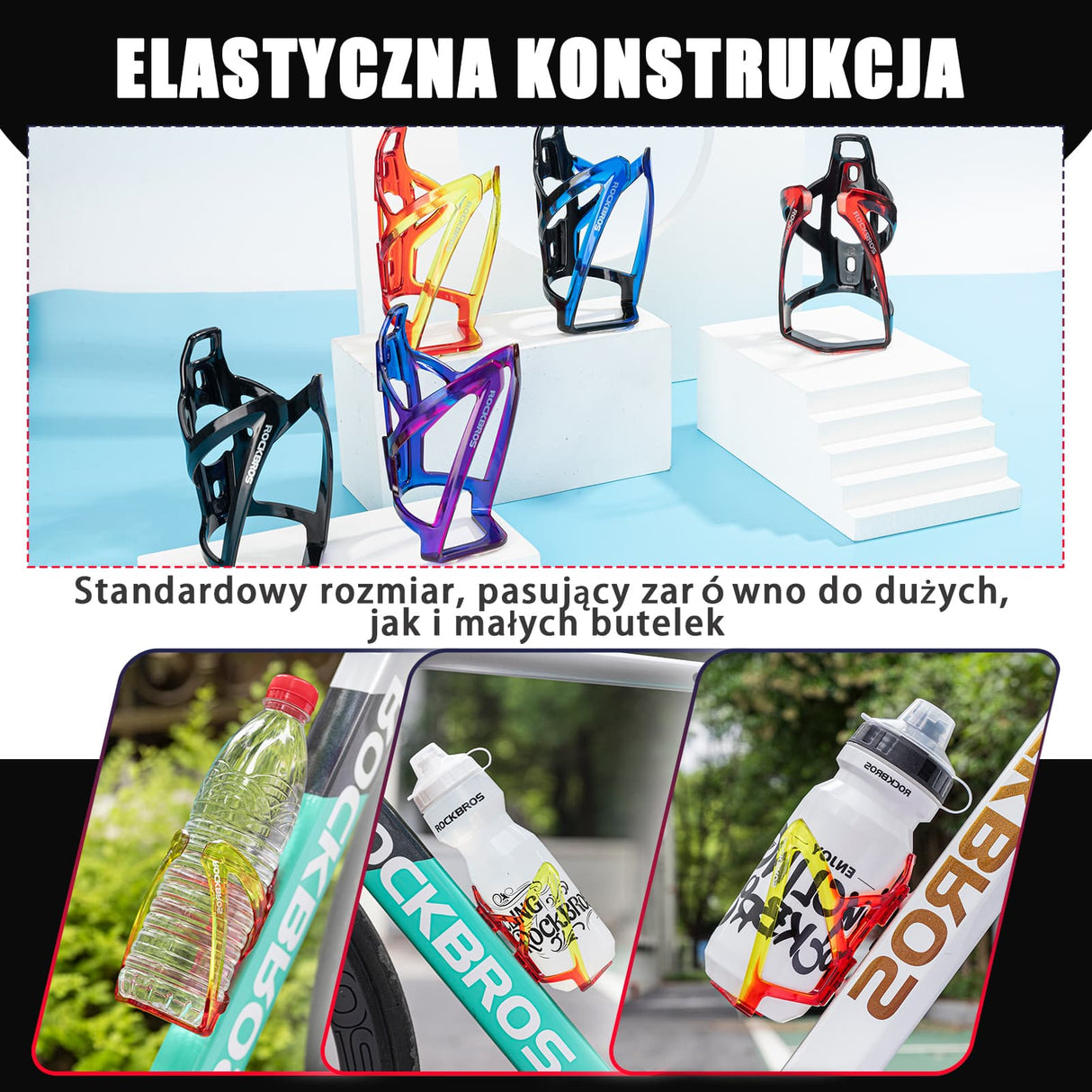 ROCKBROS Uchwyty na Bidon Lekki Materiał PC Kolorowy 35g-FK-338 Uchwyty na bidon