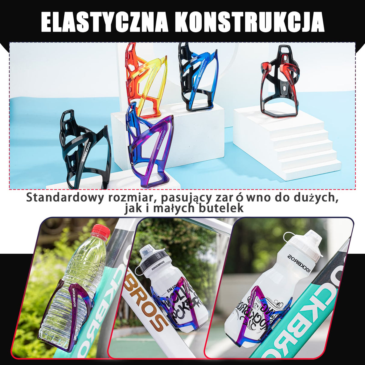 Uchwyty na Bidon Lekki Materiał PC Kolorowy 35g-FK-338