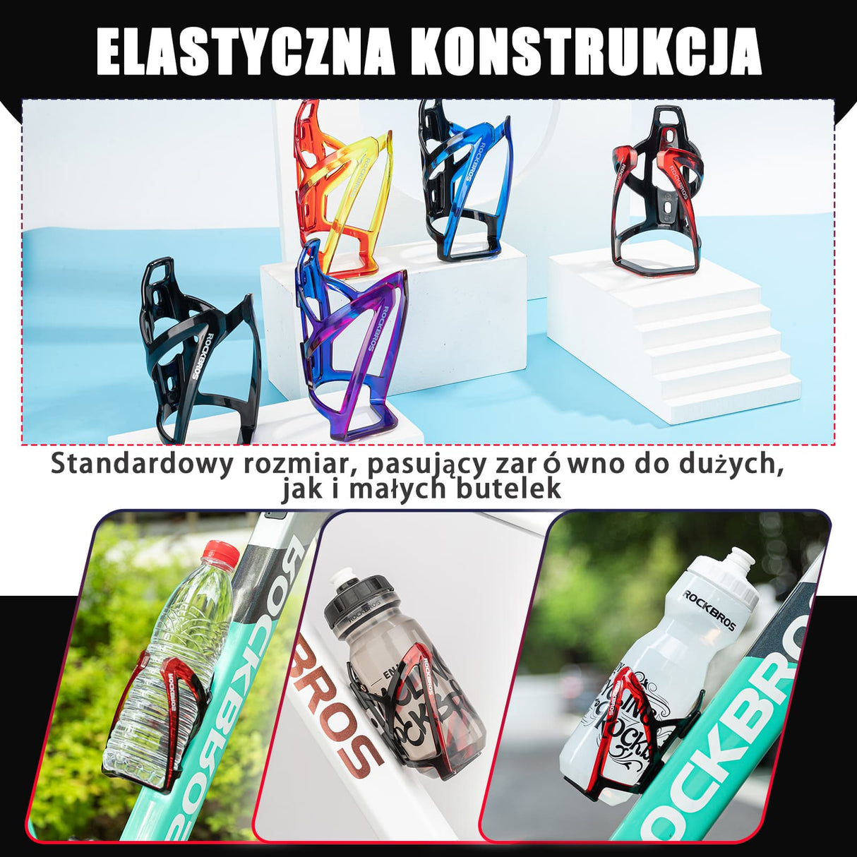 Uchwyty na Bidon Lekki Materiał PC Kolorowy 35g-FK-338