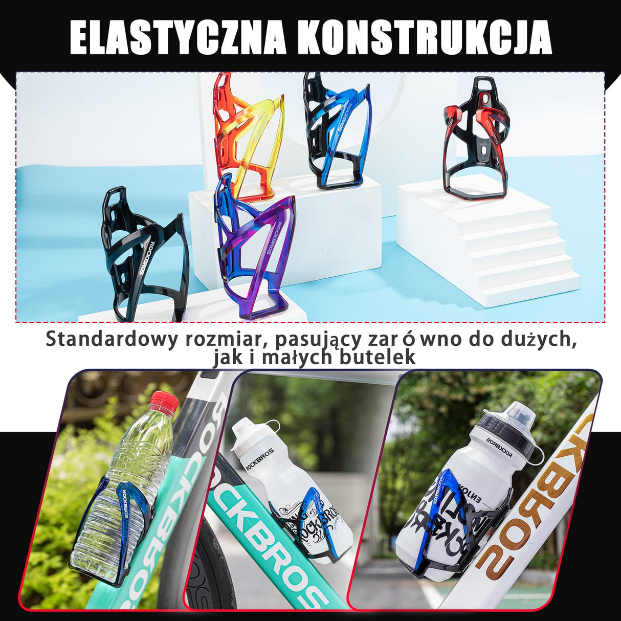 ROCKBROS Uchwyty na Bidon Lekki Materiał PC Kolorowy 35g-FK-338 Uchwyty na bidon