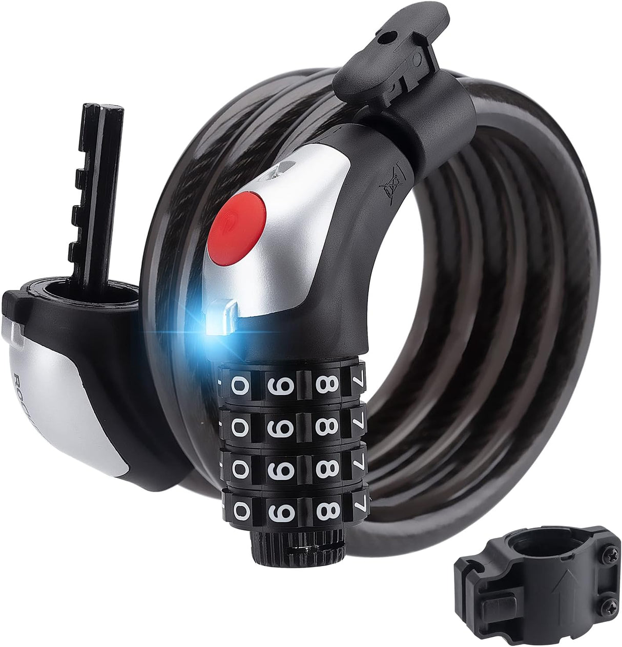 ROCKBROS Zapięcie Rowerowe ze Stali Nierdzewnej z Diodą LED -XR2606 Zapięcia1.2m