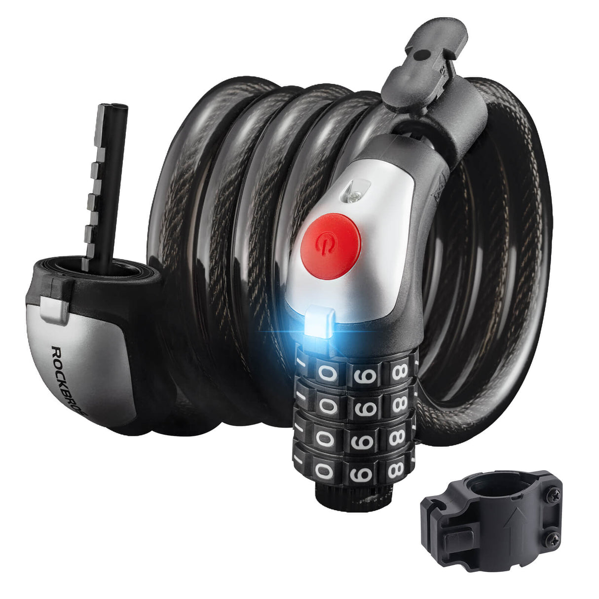 ROCKBROS Zapięcie Rowerowe ze Stali Nierdzewnej z Diodą LED -XR2606 Zapięcia1.8m