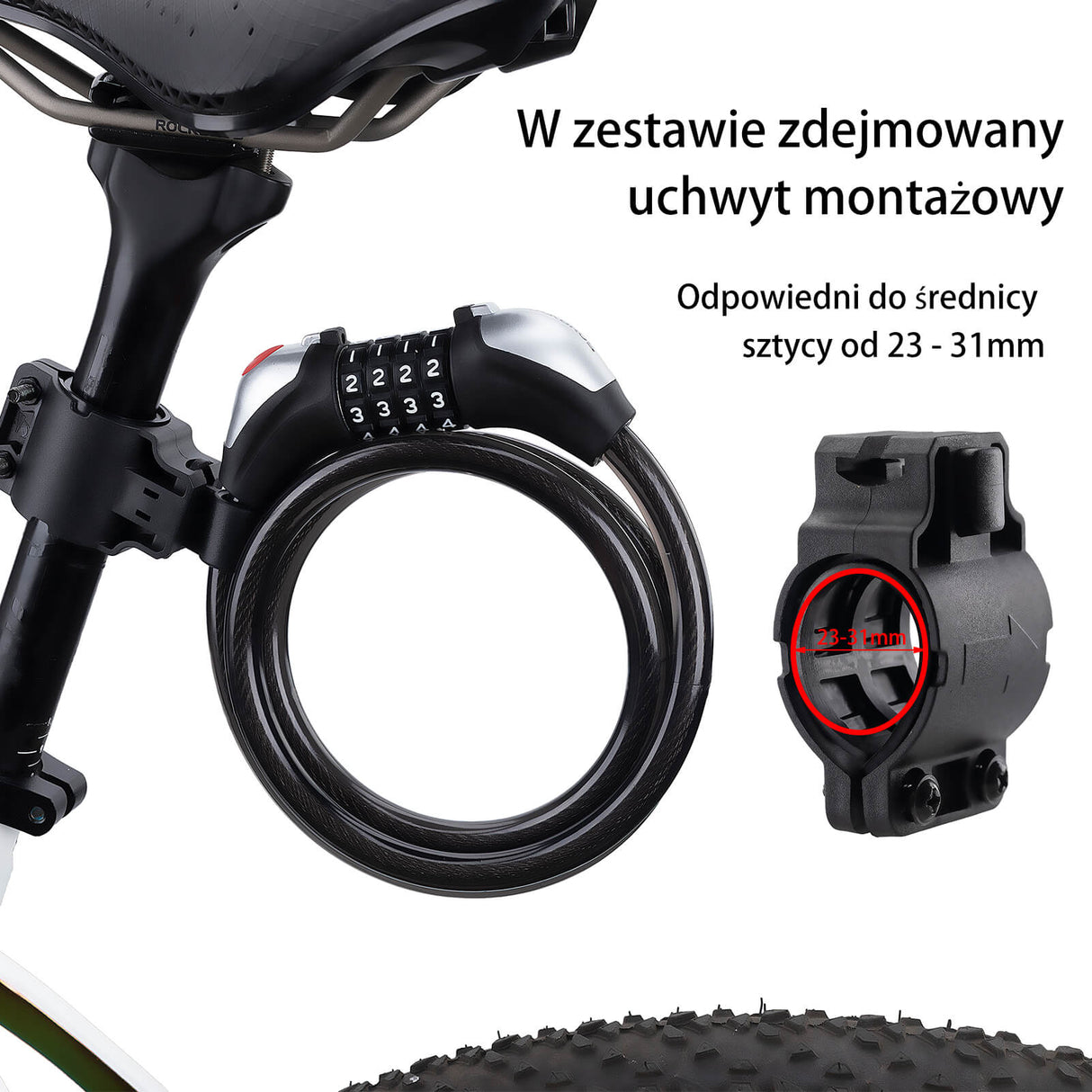 ROCKBROS Zapięcie Rowerowe ze Stali Nierdzewnej z Diodą LED -XR2606 Zapięcia