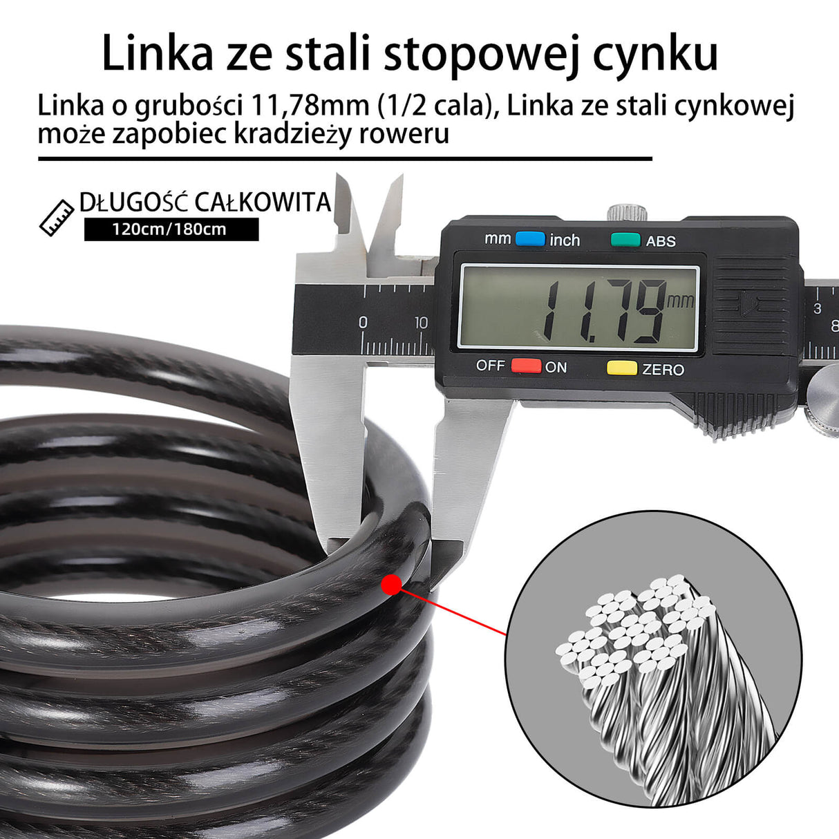 ROCKBROS Zapięcie Rowerowe ze Stali Nierdzewnej z Diodą LED -XR2606 Zapięcia