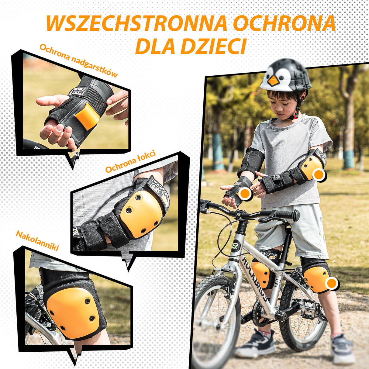 ROCKBROS Zestaw Ochronny do Jazdy na Rowerze Dla Dzieci Sprzęt ochronny dla dzieci