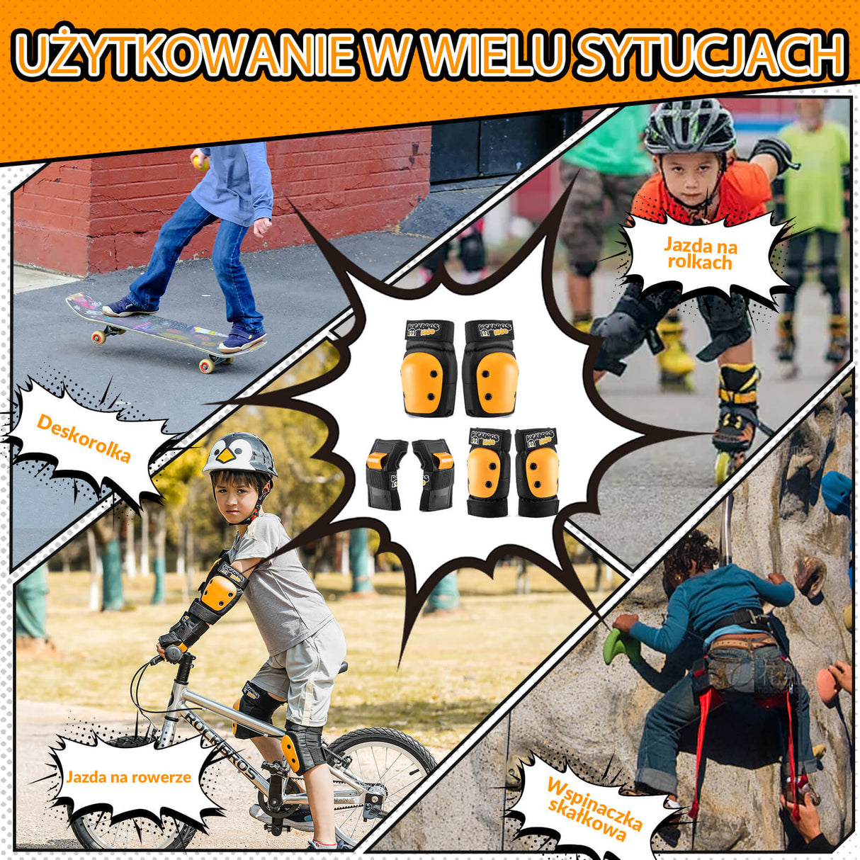 ROCKBROS Zestaw Ochronny do Jazdy na Rowerze Dla Dzieci Sprzęt ochronny dla dzieci