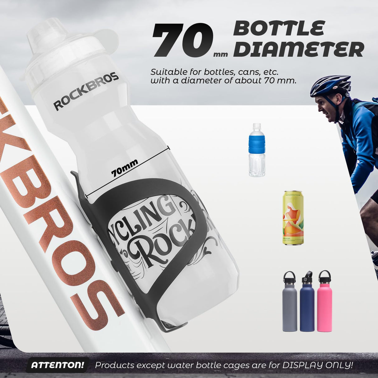ROCKBROS ROCKBROS Uchwyt na Butelkę, Lekki, Prosta Instalacja, Uniwersalny, na Butelek, Parasol, Puszek, do Więszości Rowerów, Stabliny, Czarny, Niebieski, Czerwony, Zielony Uchwyty na bidon