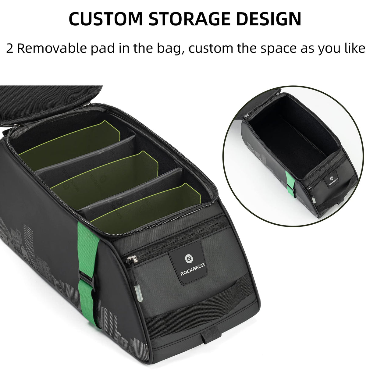 ROCKBROS ROCKBROS Torba na Bagażnik Rowerowy na Tyłu, Duża Pojemność 4 L, Torba Transportowa, Wodoodporna, z Osłoną Przeciwdeszczową, Odblaskowa, Trwała, Zdejmowana przegroda I Paskiem na Ramię Torby na bagażnik
