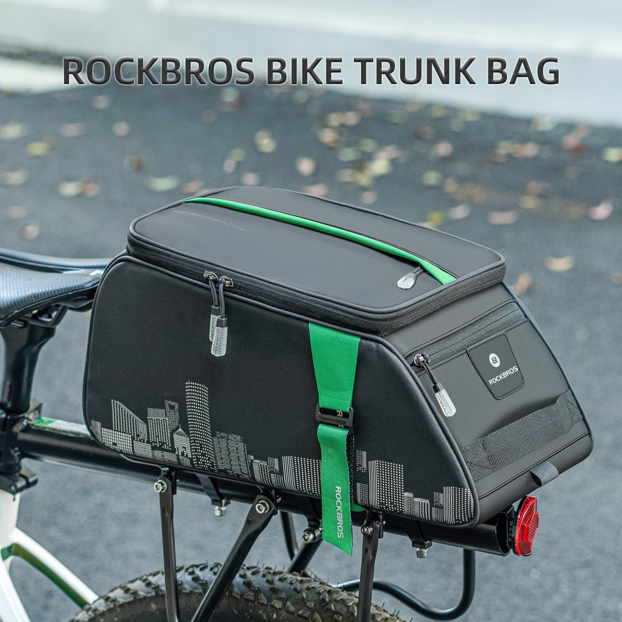 ROCKBROS ROCKBROS Torba na Bagażnik Rowerowy na Tyłu, Duża Pojemność 4 L, Torba Transportowa, Wodoodporna, z Osłoną Przeciwdeszczową, Odblaskowa, Trwała, Zdejmowana przegroda I Paskiem na Ramię Torby na bagażnik