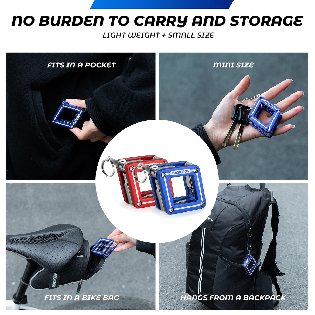 ROCKBROS Narzędzie 8 w 1 do Naprawy, Wielofunkcyjne, Przenośne Narzędzia do naprawy roweru