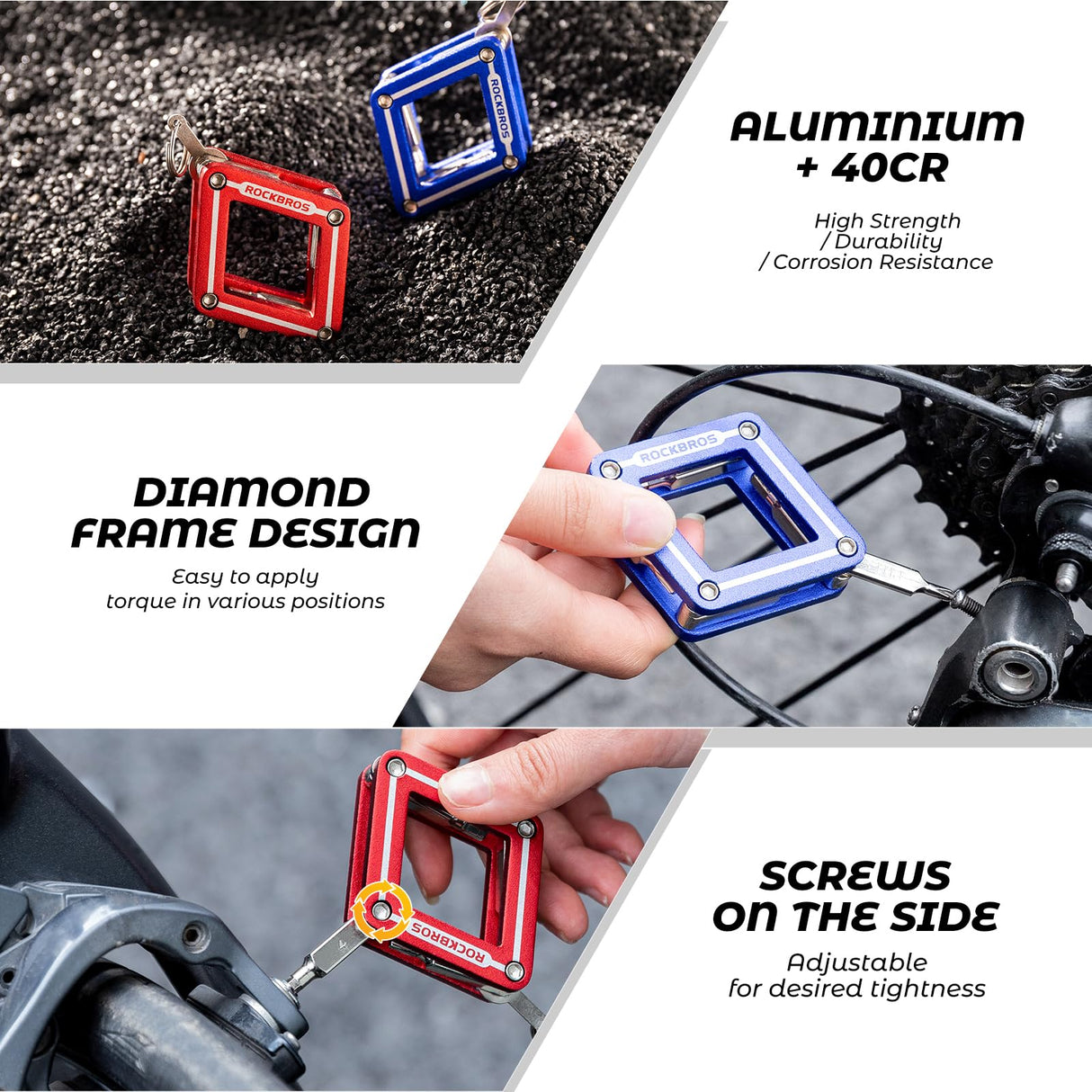ROCKBROS Narzędzie 8 w 1 do Naprawy, Wielofunkcyjne, Przenośne Narzędzia do naprawy roweru