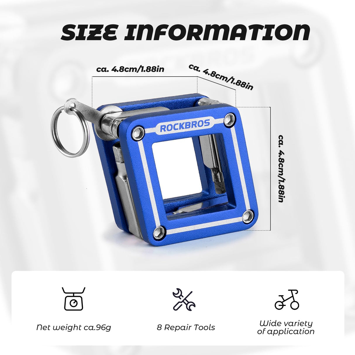 ROCKBROS Narzędzie 8 w 1 do Naprawy, Wielofunkcyjne, Przenośne Narzędzia do naprawy roweru