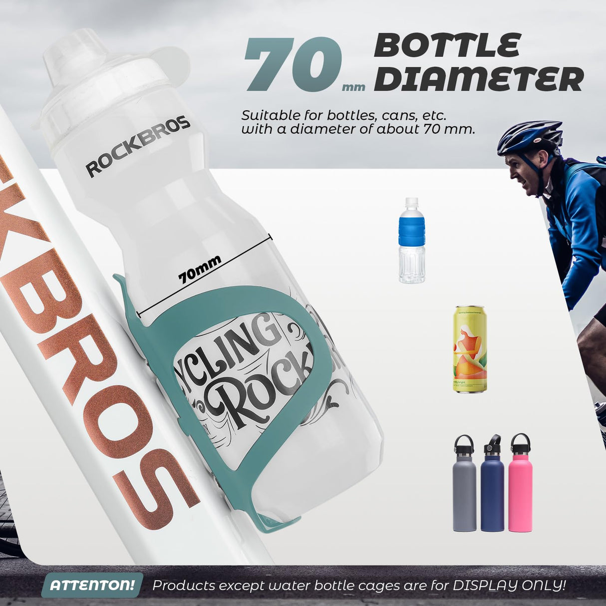 ROCKBROS ROCKBROS Uchwyt na Butelkę, Lekki, Prosta Instalacja, Uniwersalny, na Butelek, Parasol, Puszek, do Więszości Rowerów, Stabliny, Czarny, Niebieski, Czerwony, Zielony Uchwyty na bidon