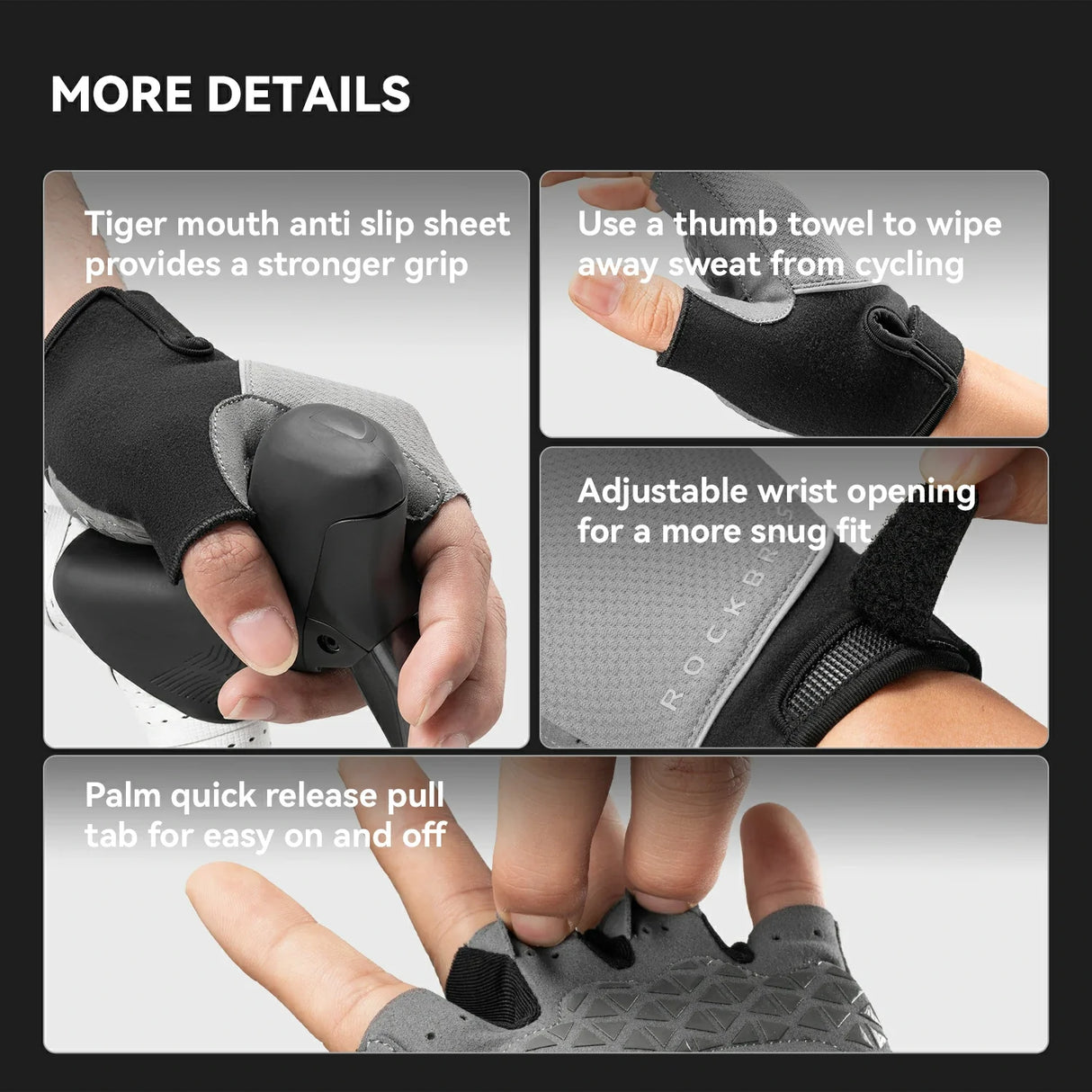 ROCKBROS S424 Half Finger Bike Gloves Breathable Cycling Gloves
