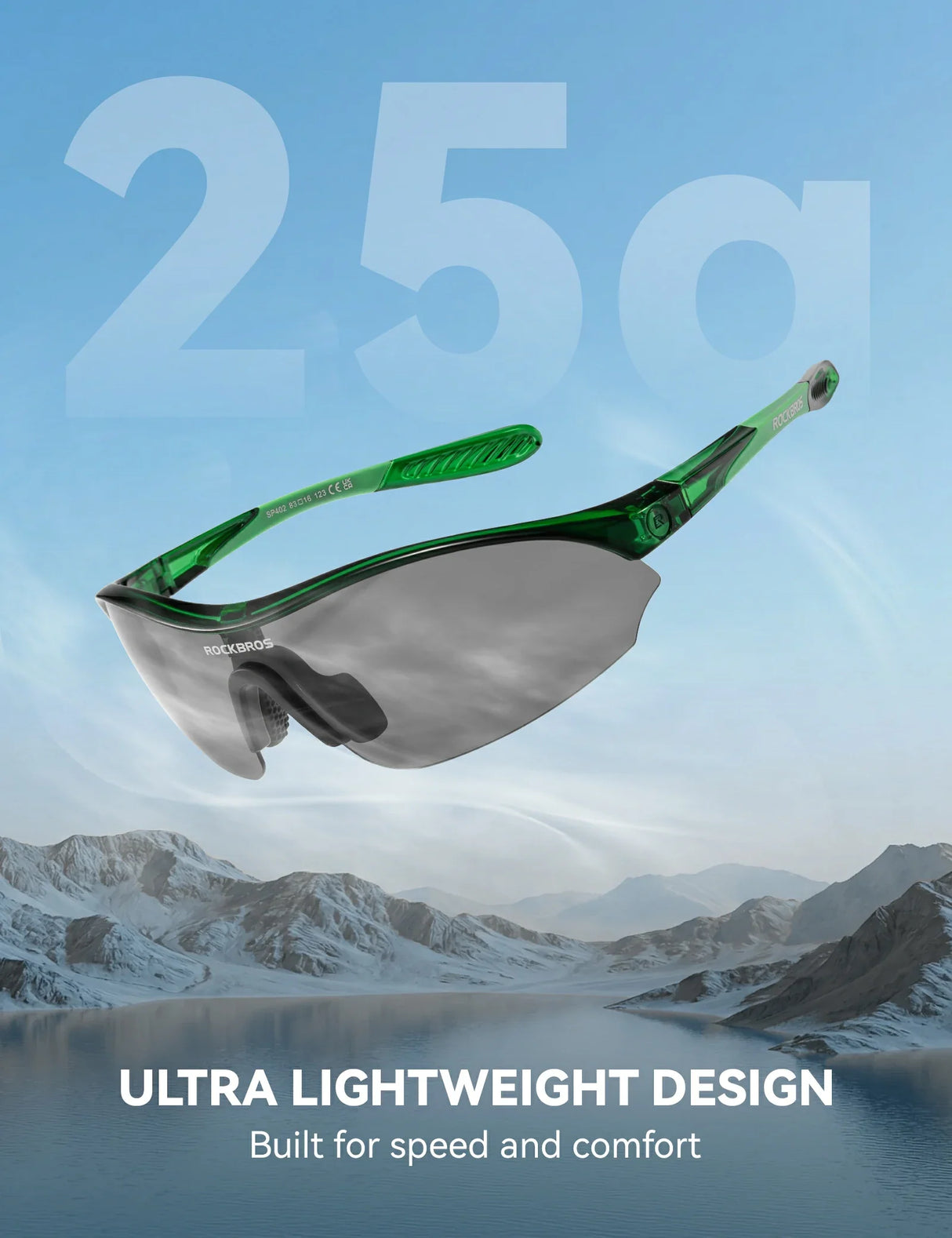 Sports Cycling Sunglasses with 3 Interchangeable#Color_Green