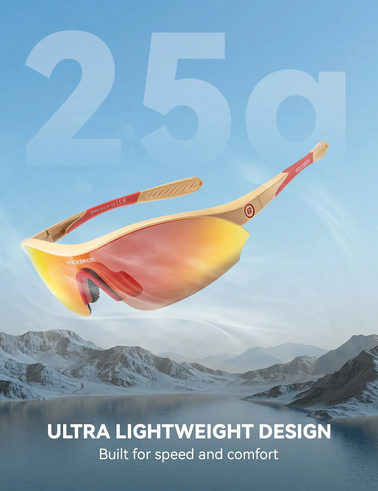 Sports Cycling Sunglasses with 3 Interchangeable#Color_Khaki