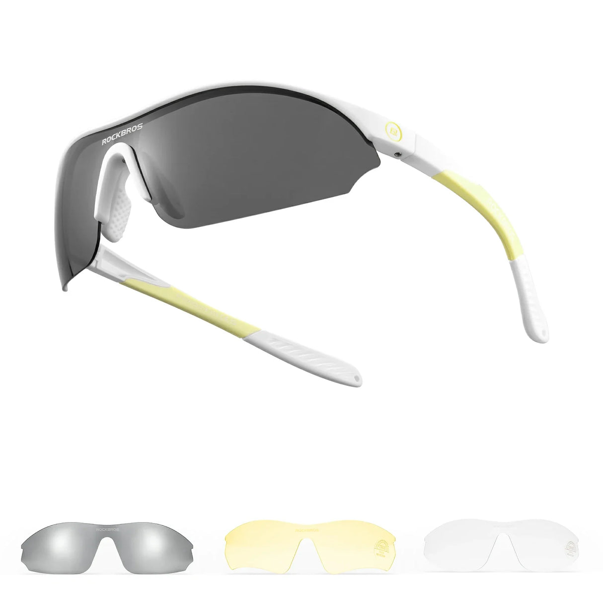 ROCKBROS Lekkie Okulary Sportowe z 3 Wymiennymi Soczewkami – SP402 Okulary i gogleBiały