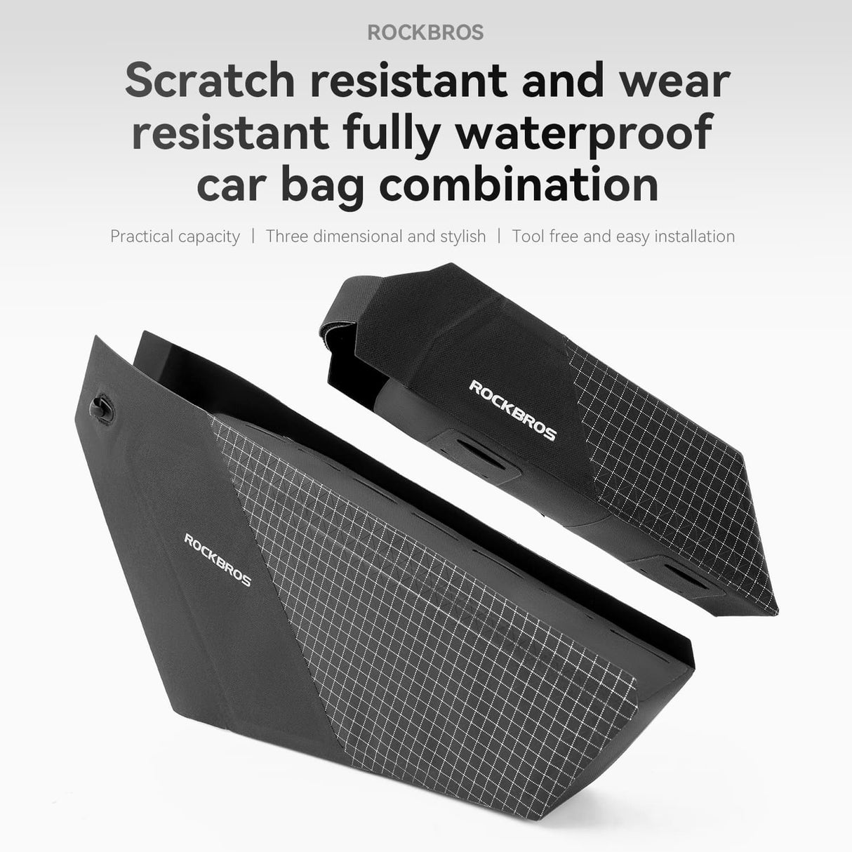 ROCKBROS 100% Waterproof Zestaw Wodoodpornych Toreb na Ramę Wzór w Kratkę 2,3L Torby na ramę