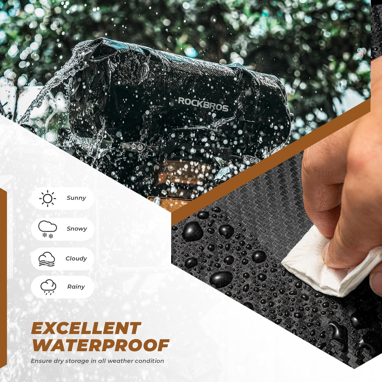 ROCKBROS ROCKBROS Torba Motocyklowa na Ogon Torba Podróżna w 100% Wodoodporna z Paskiem na Ramię Torba Podróżna na Motocykl, Wędrówki, Jazdę na Rowerze, Podróże, Kemping, na Zewnątrz 30L Torby na bagażnik