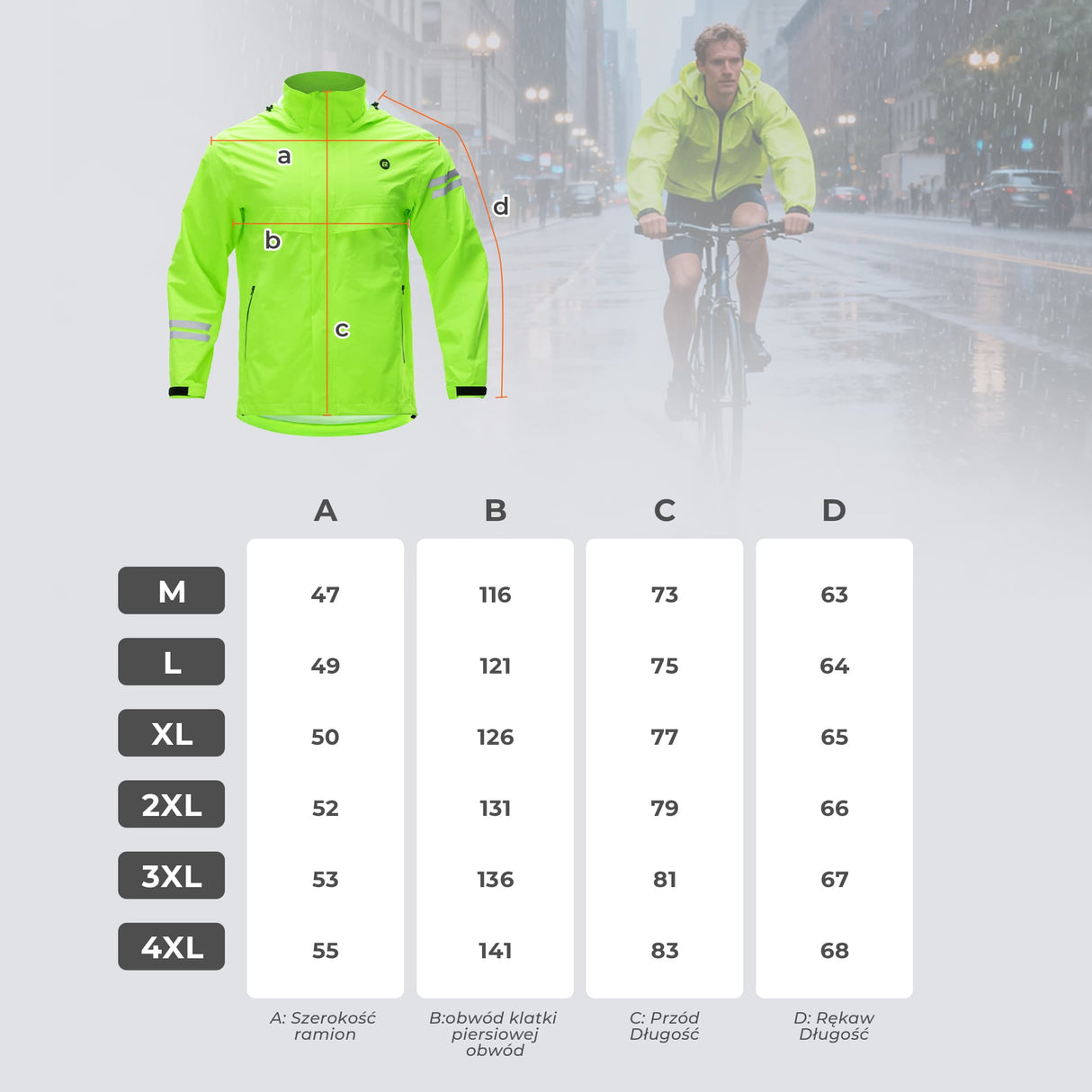 ROCKBROS Kurtka Rowerowa Przeciwdeszczowa Fluorescencyjna-YPY028 Kurtki