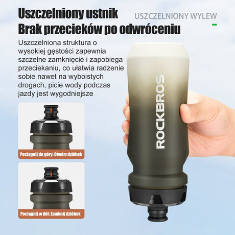 ROCKBROS „Skin-Feel” butelka rowerowa 600 / 750 ml z osłoną przeciwkurzową, lekki i antypoślizgowy