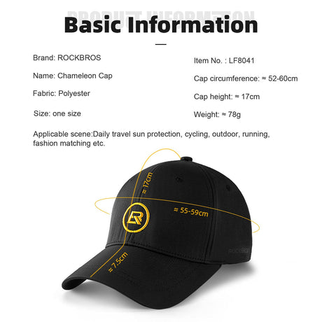 ROCKBROS-PL ROCKBROS Czapka z Daszkiem Moda Regulowana Czapka z Daszkiem Oddychająca Czapka Chroniąca Przed Promieniowaniem UV do Uprawiania Sportów na Świeżym Powietrzu Tenis Golf Podróże Mężczyźni Kobiety Czapki