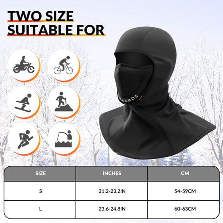 ROCKBROS ROCKBROS Kominiarka Motocyklowa Rowerowa Zimowa Kominiarka Mężczyźni Kobiety Ciepła Maska Narciarska Oddychająca Maska Na Twarz Wiatroszczelna 60-63 cm Biwak