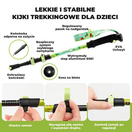 Qunature Dziecięcy Aluminiowy Kij Trekkingowy Lekki, Regulowany i Bezpieczny-BX-005 Qunature-Wędrówki