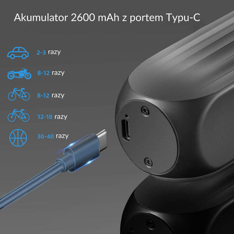Elektryczna Pompka Rowerowa Do Ładowania 2600mah, 150psi Kompresor Powietrza