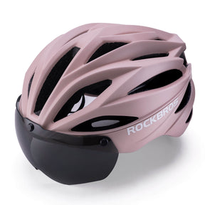ROCKBROS Kask Rowerowy Dla Dorosłych z Goglami Zmieniającymi Kolor -TT-36 KaskiRóżowy Regulowany (58-62cm)