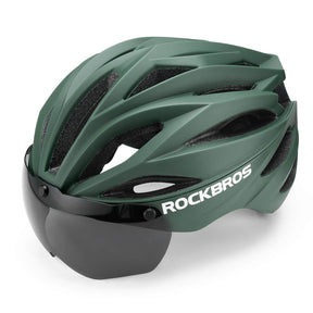 ROCKBROS Kask Rowerowy Dla Dorosłych z Goglami Zmieniającymi Kolor -TT-36 KaskiMorska Zieleń Regulowany (58-62cm)