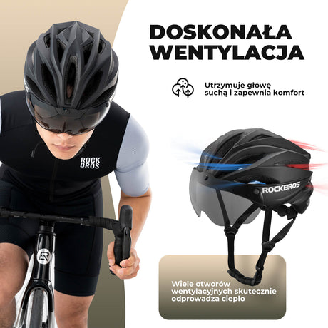 Kask Rowerowy Dla Dorosłych z Goglami Zmieniającymi Kolor -TT-36