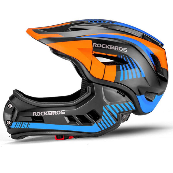ROCKBROS Kaski Rowerowy dla Dzieci z Odpinaną Osłoną Podbródka -TT-32 KaskiNiebieski S (48-52 cm)
