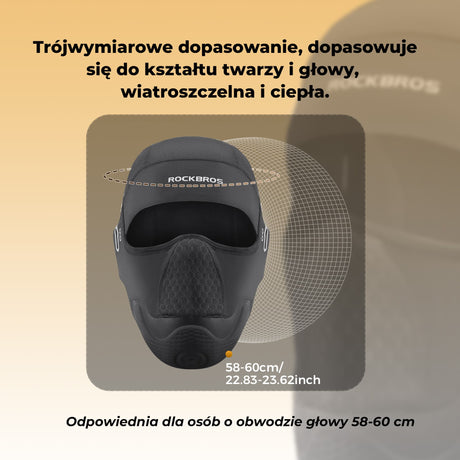 Kominiarka Rowerowa Ocieplana Ochronna Pełne Zakrycie-LF70676