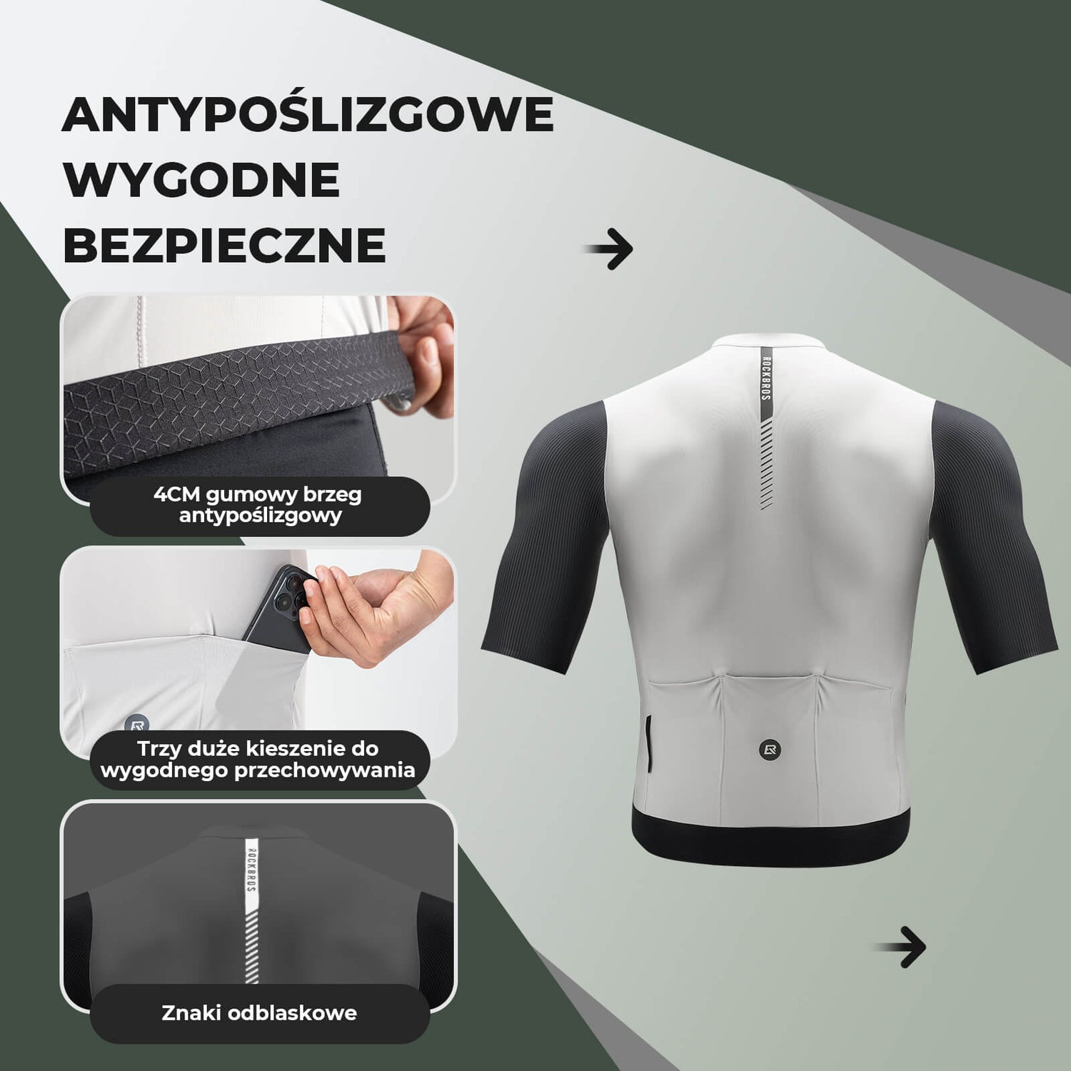 ROCKBROS Koszulki Rowerowa Lato Krótki Rękaw Szybkoschnąca Męska- YDDX002-1 Koszulki