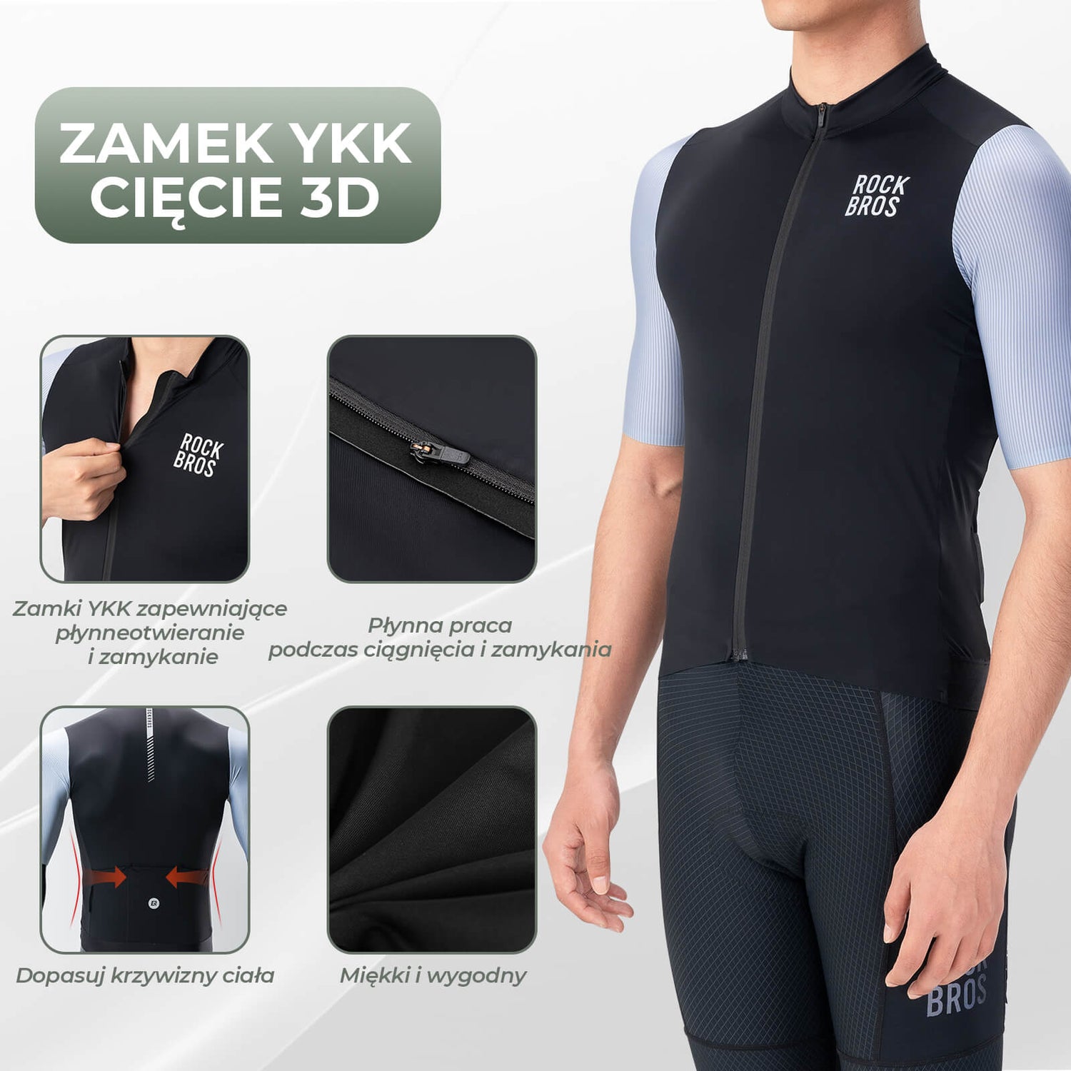 ROCKBROS Koszulki Rowerowa Lato Krótki Rękaw Szybkoschnąca Męska- YDDX002-1 Koszulki