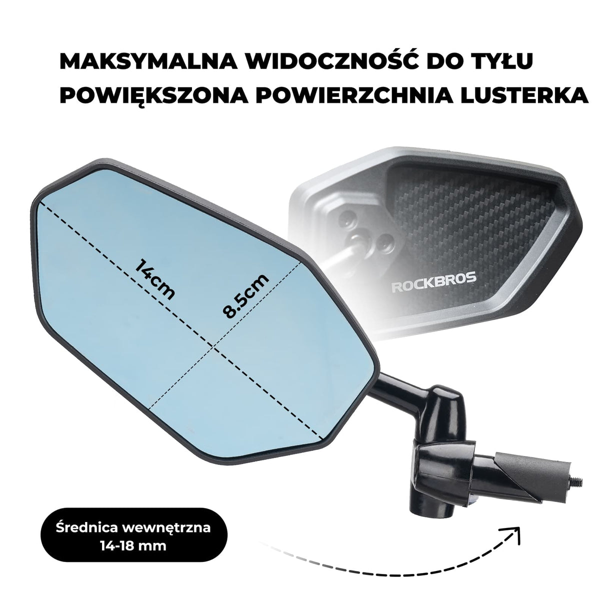 ROCKBROS Lusterko Rowerowe W Zatyczkę Kierownicy Lusterko rowerowe
