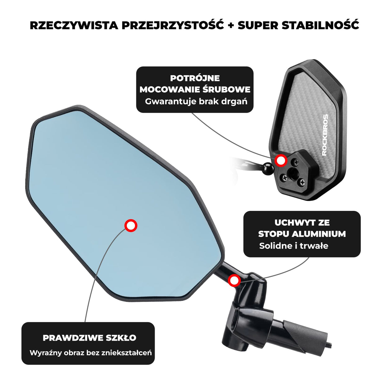 ROCKBROS Lusterko Rowerowe W Zatyczkę Kierownicy Lusterko rowerowe