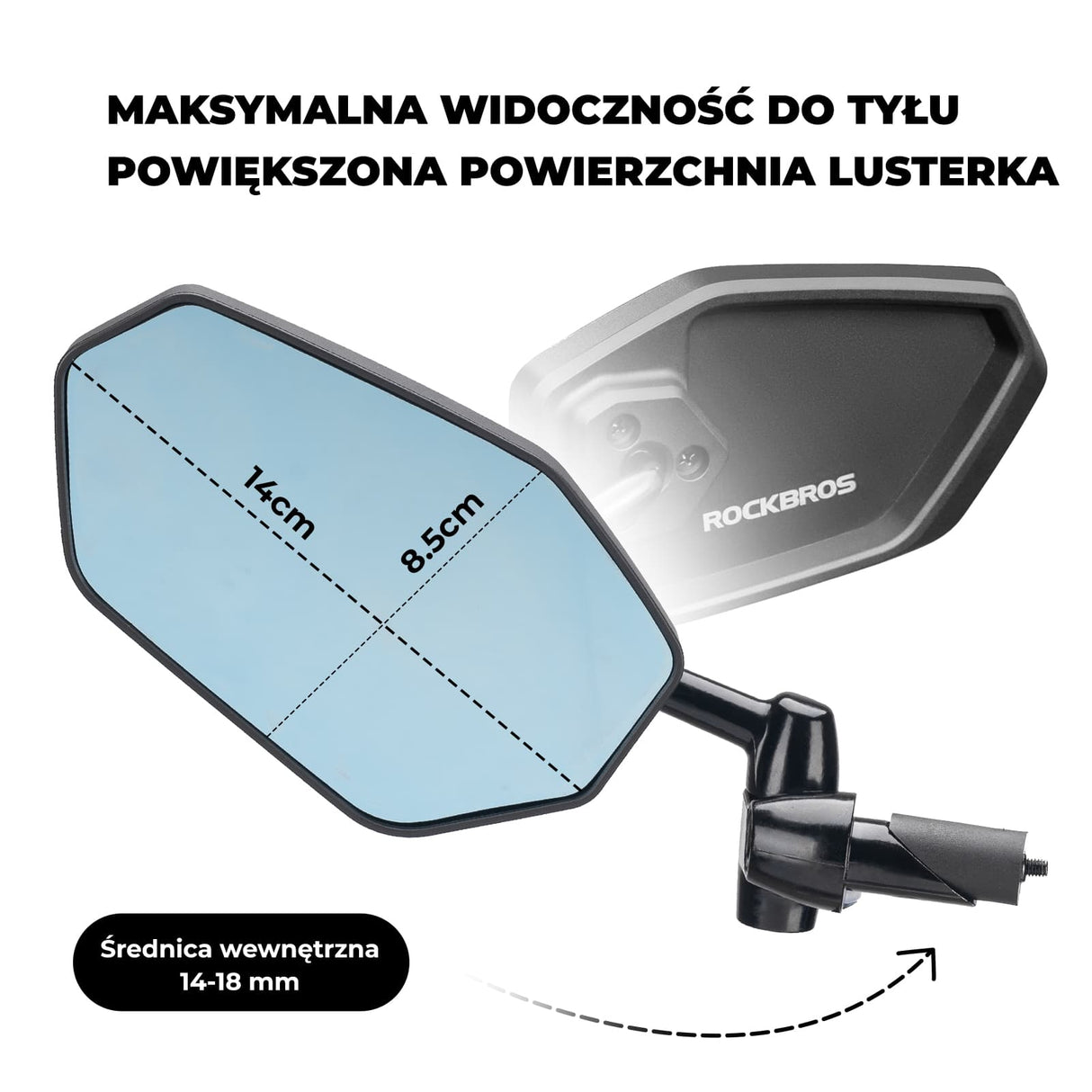 ROCKBROS Lusterko Rowerowe W Zatyczkę Kierownicy Lusterko rowerowe