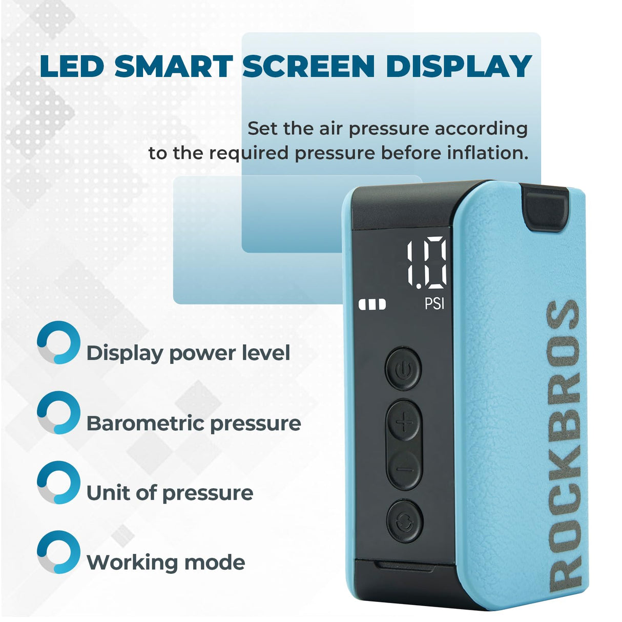 ROCKBROS ROCKBEOS Elektryczna Pompka do Piłek z 4 Zapasowymi Igłami Akumulatorowa Pompka Powietrza 20PSI 1400mAh Przenośna Mini Pompka do Siatkówki, Koszykówki, Piłki Nożnej i Pływania Elektryczne pompki