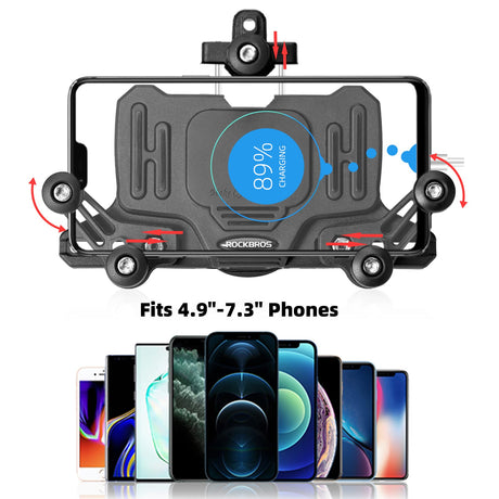 ROCKBROS-PL ROCKBROS Uchwyt Rowerowy na Telefon, Uniwersalny, do Większość Smartfonów 4.9-7.3 Cala, Stabliny, Trwały, 8 Haczyków, Regulowany, Obrót o 360 °, do Roweru MTB Motocykl Skuter, 3 Style do Wyboru Uchwyty na telefon