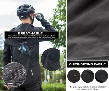 ROCKBROS-PL ROCKBROS Kurtka Rowerowa Wiatroodporna, Przeciwsłoneczny Płaszcz, Odpinan, Oddychająca, Szybkoschnąca, Odblaskowa, Regulowana, M-4XL, do Wielu Sportów na Świeżym Powietrzu i Codziennego Noszenia, dla Kobiet i Mężczyzn Kurtki