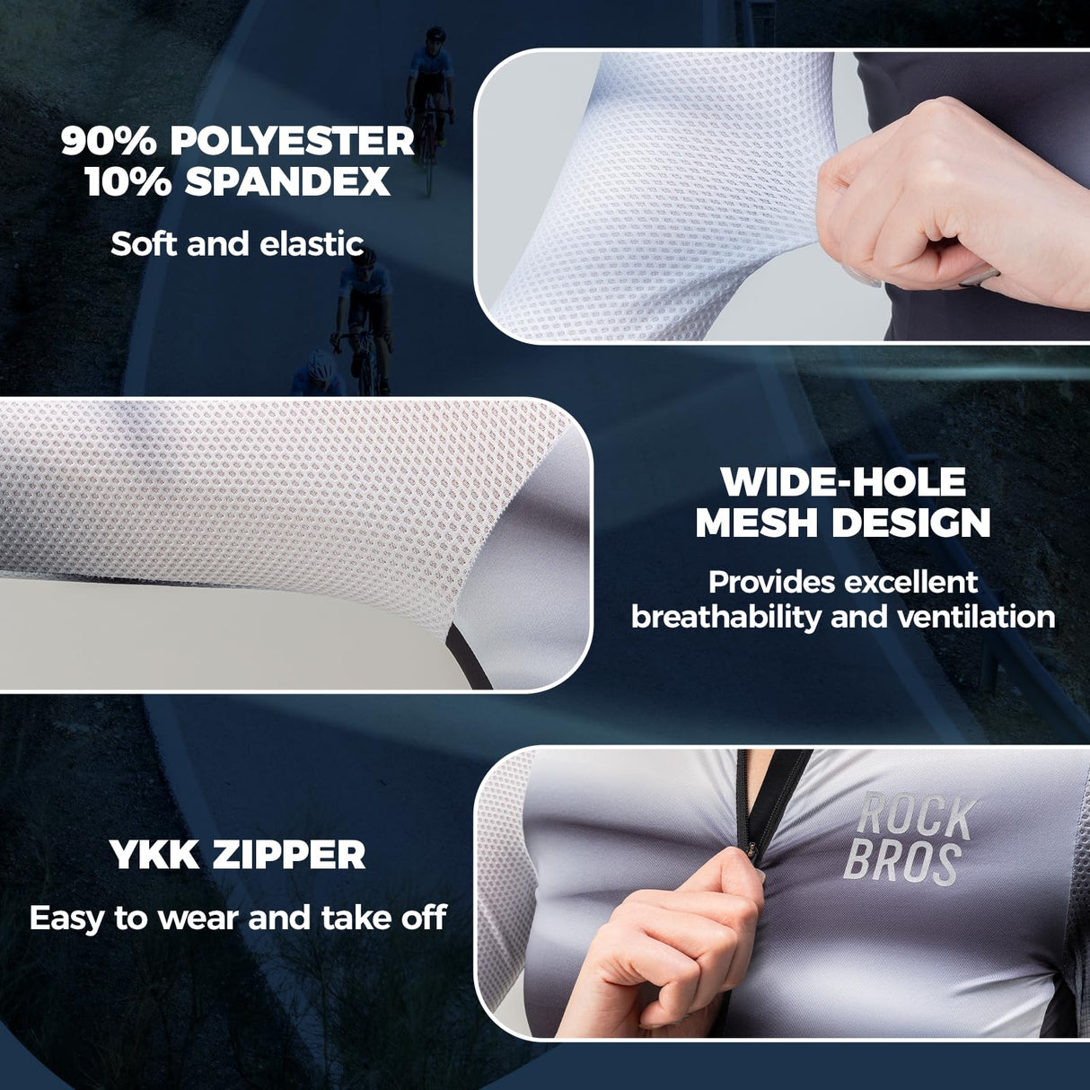 ROCKBROS ROCKBROS Damska Koszulka Rowerowa z Długim Rękawem Szybkoschnąca Koszulka na Rower na Lato z 3 Kieszeniami, Top do Ćwiczeń, Idealna na Rowery, Szosy, MTB, Bieganie, Wędrówki, Fitness, S-XXL Koszulki