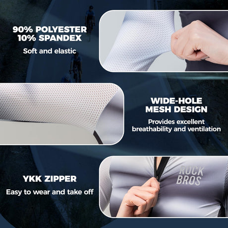 ROCKBROS ROCKBROS Damska Koszulka Rowerowa z Długim Rękawem Szybkoschnąca Koszulka na Rower na Lato z 3 Kieszeniami, Top do Ćwiczeń, Idealna na Rowery, Szosy, MTB, Bieganie, Wędrówki, Fitness, S-XXL Koszulki