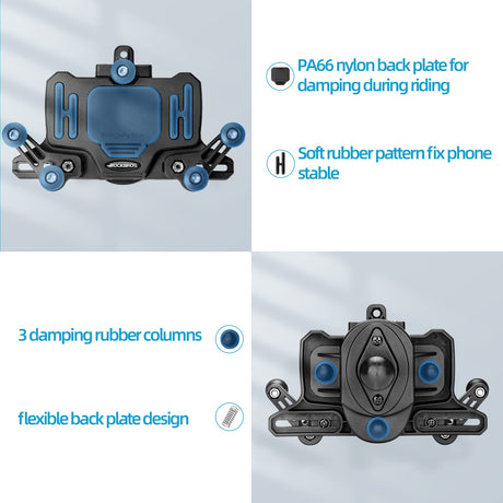 ROCKBROS-PL ROCKBROS Uchwyt Rowerowy na Telefon, Uniwersalny, do Większość Smartfonów 4.9-7.3 Cala, Stabliny, Trwały, 8 Haczyków, Regulowany, Obrót o 360 °, do Roweru MTB Motocykl Skuter, 3 Style do Wyboru Uchwyty na telefon